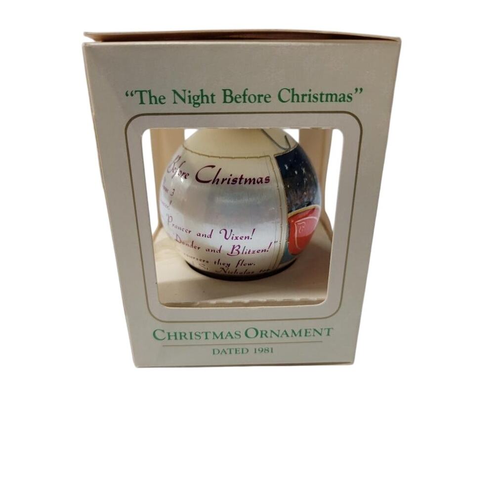 1981 Vintage Hallmark Ambassador Satin Ornament The Night Before Christmas NEW